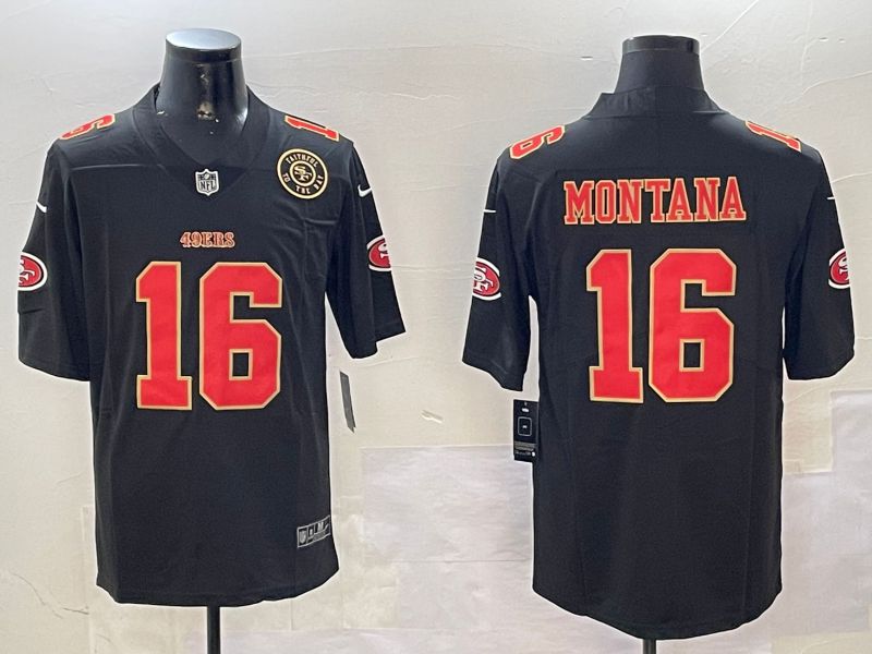 Men San Francisco 49ers #16 Montana Black Second generation 2024 Nike Limited NFL Jersey style 01082->san francisco 49ers->NFL Jersey